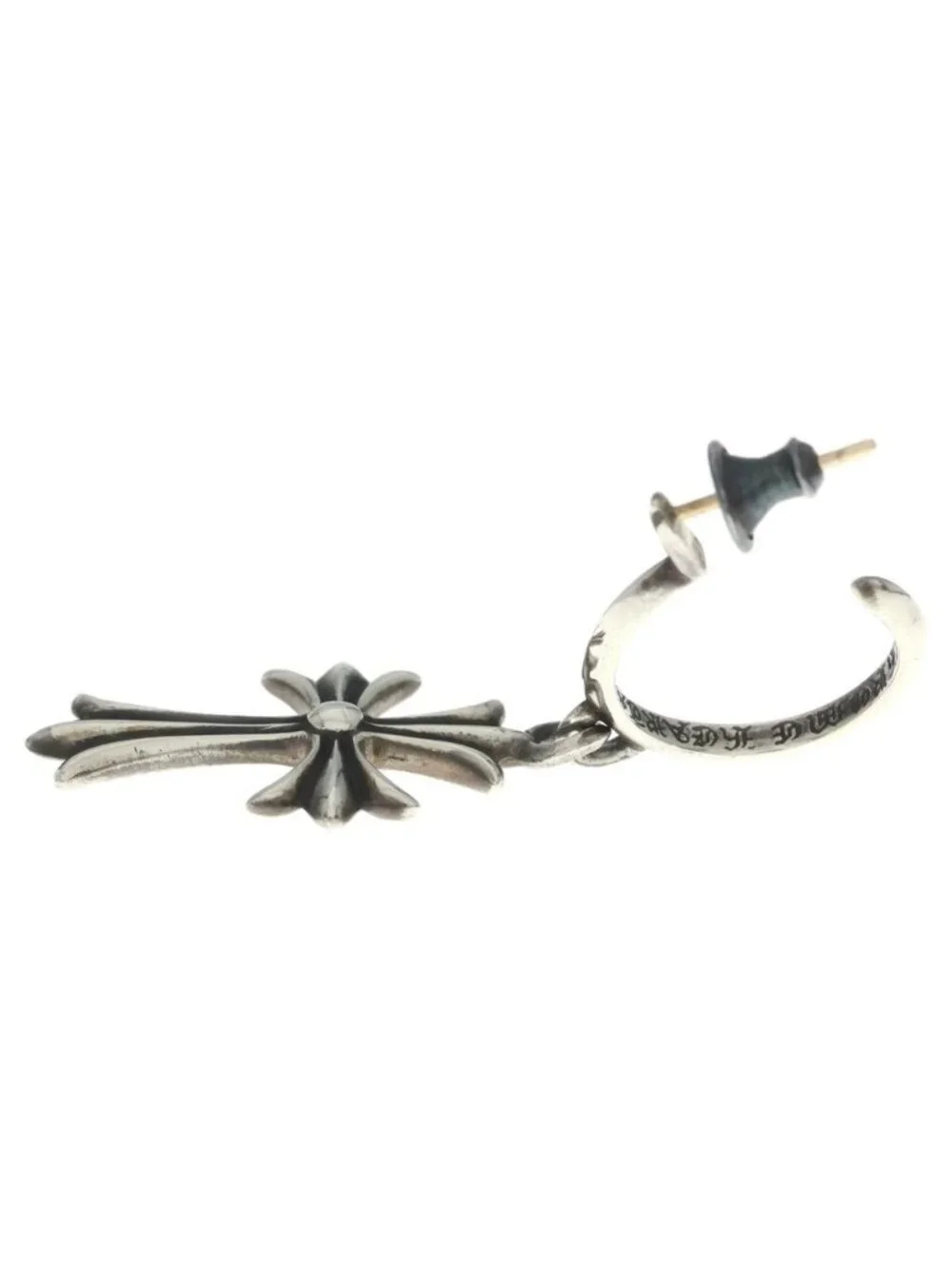 Chrome Hearts Tiny CH Cross Hoop Earrings Silver